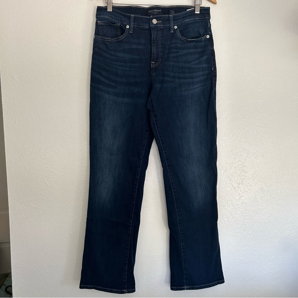 Lucky Brand Ava Boot Cut Mid Rise Dark Wash Jeans Western Outdoor Casual 14 32